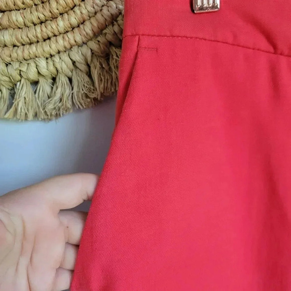 ZARA, New, Cherry Red Linen blend High Waist Trouser Pants, Size Medium - Picture 6 of 14